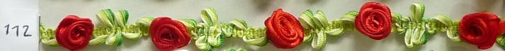Flowerribbon Satin+Roses 15mm (10 m), Red 112
